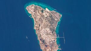 Das Satellitenbild zeigt die Insel Kharg aus der Luft.