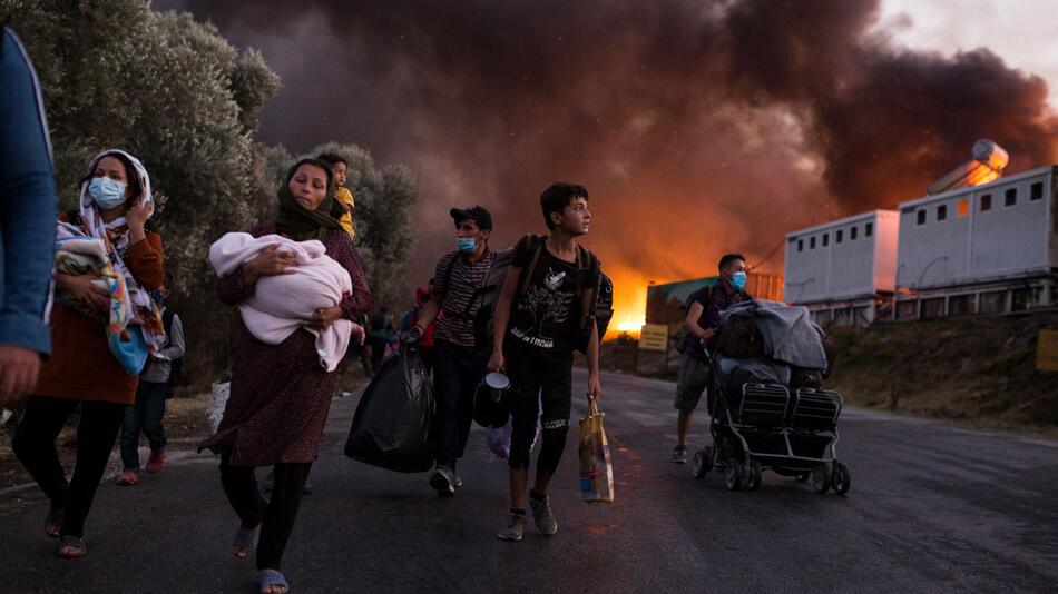 Brand in Flüchtlingslager Moria auf Lesbos