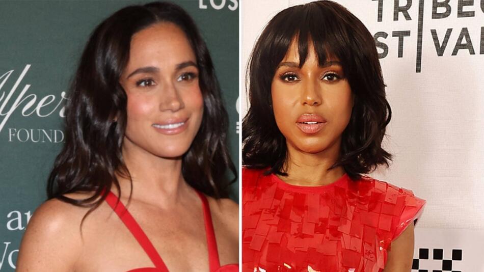 Herzogin Meghan (l.) verbindet mit Kerry Washington wohl mehr als der modische Geschmack. Sie ...