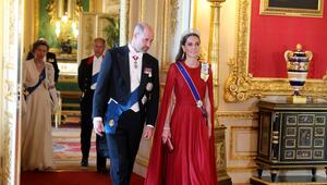 Ein gar königlicher Auftritt: Prinzessin Kate und Prinz William beim Staatsbankett zu Ehren der ...