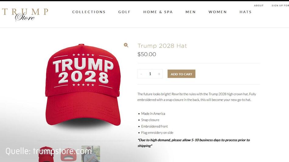 Provokanter Fanartikel: Sohn Eric wirbt für "Trump 2028"-Kappe