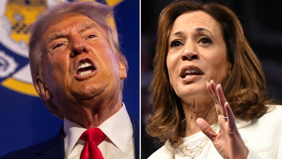 Donald Trump (l.) und Kamala Harris treffen am Abend erstmals direkt aufeinander.