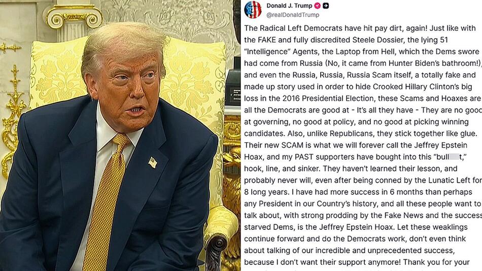 „Epstein-Akten sind ein Schwindel“: Trump nennt eigene Fans „Schwächlinge“