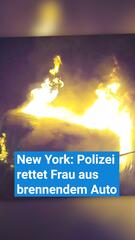 Polizei rettet 68-Jährige aus einem brennenden Auto