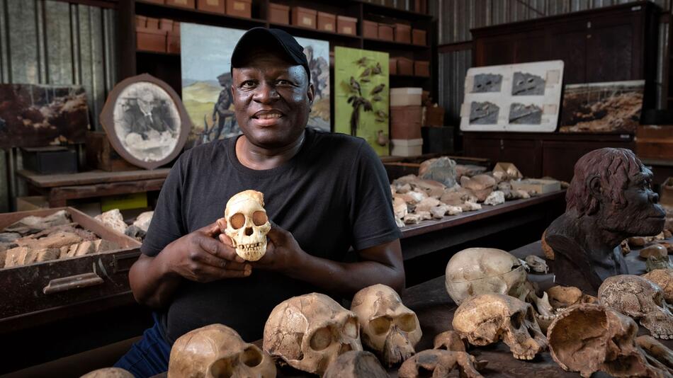 Fossiltechniker Andrew Phaswana im Gusslabor