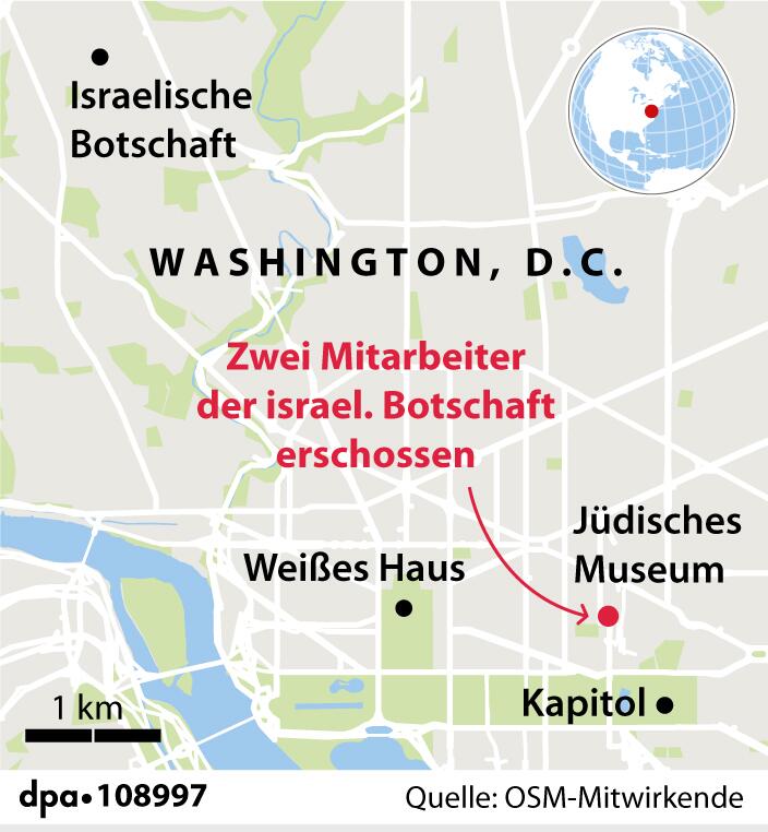 Grafik-Karte: "Lage des Jüdischen Museums in Washington"