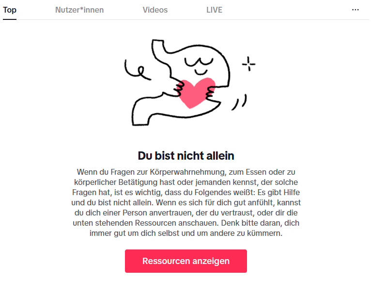 Hilfeseite TikTok Du bist nicht allein