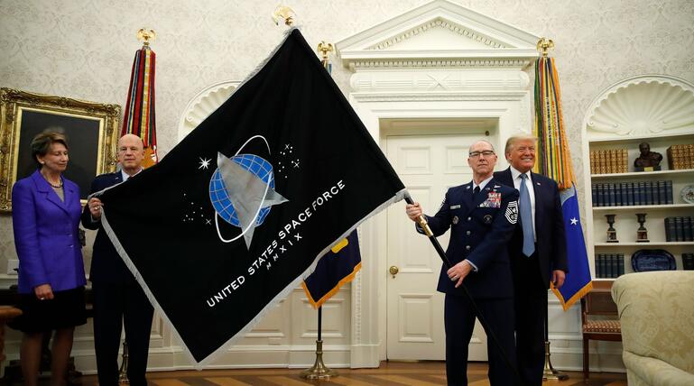 Flagge der neuen amerikanischen Teilstreitkraft "Space Force"