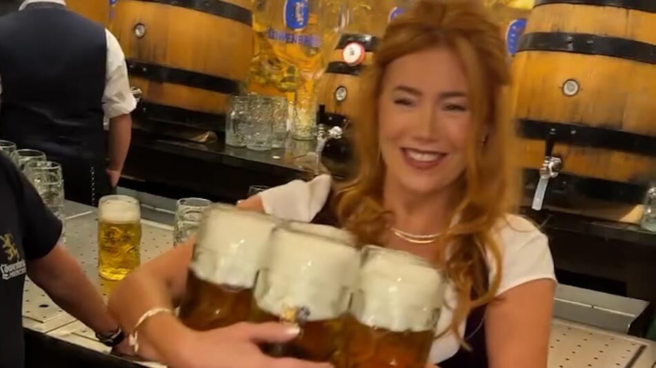 Wiesn 2025: Palina Rojinski trägt 6 Maß
