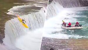 Schock-Moment: Kajakfahrer wird nach Sturz vom Wasserfall verschluckt