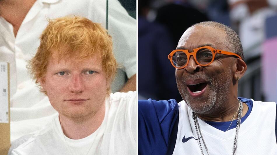 Musiker Ed Sheeran (l.) zeigt sich hoch konzentriert beim Kunstturnen - Regisseur Spike Lee hat ...