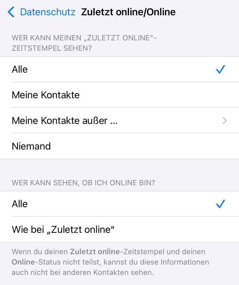 WhatsApp-Ansicht auf einem iPhone