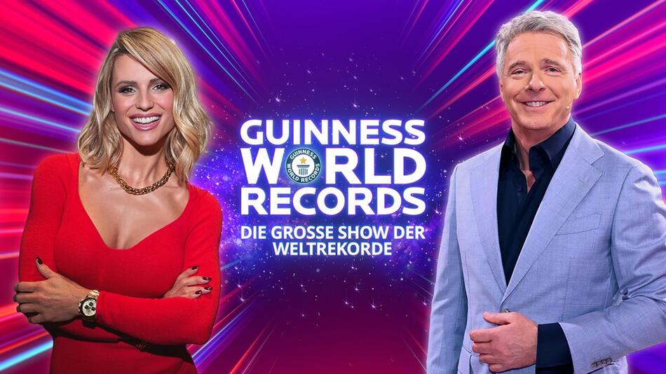 Michelle Hunziker und Jörg Pilawa führen durch das Live-Event "Guinness World Records - Die ...