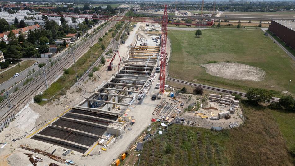 Blick auf die Baustelle der Stadtstraße in Wien