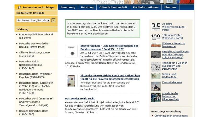 Online im Bundesarchiv stöbern