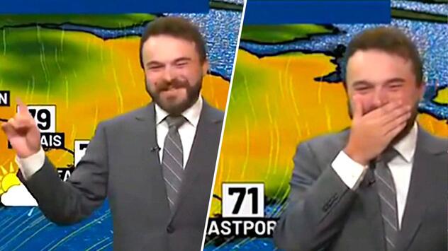 Lachkrampf mitten in der Sendung: US-Meteorologe geht nach Prank viral