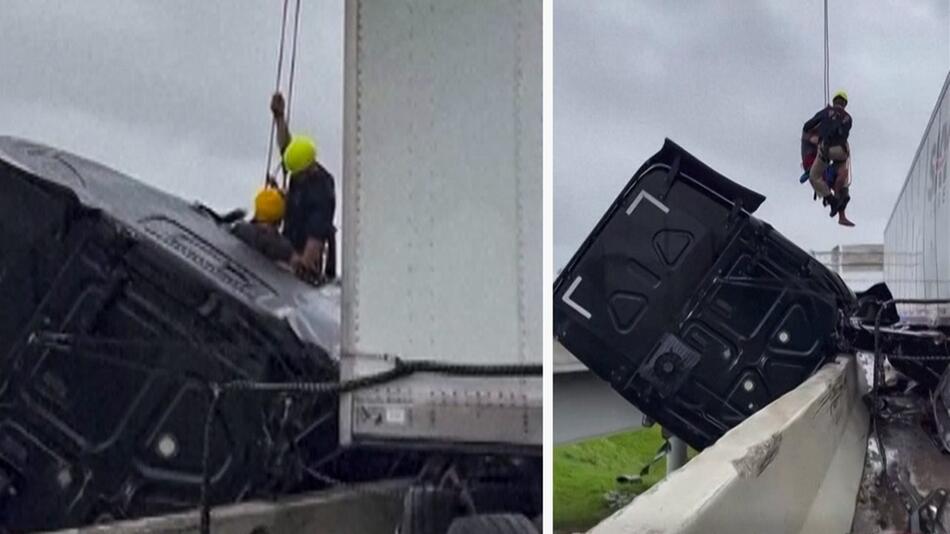 In Truck über Abgrund gefangen: Fahrer aus Lebensgefahr in Kentucky gerettet