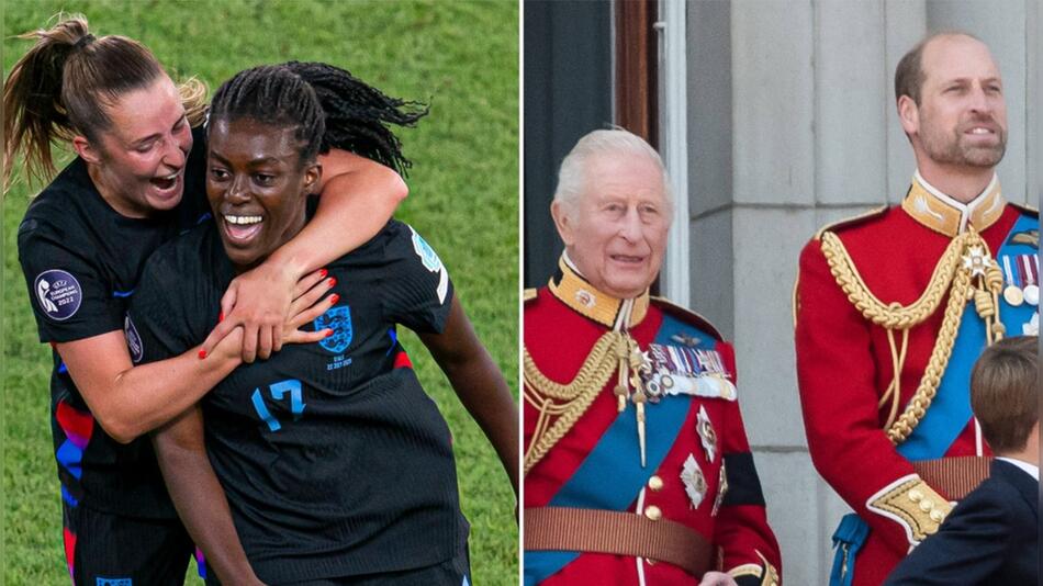 Die englische Frauenfußballmannschaft kann sich über royale Unterstützung von William (re.) und ...