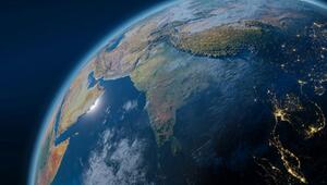 Satellitenansicht der Erde mit Fokus auf den indischen Subkontinent, den Arabischen Halbinsel ...