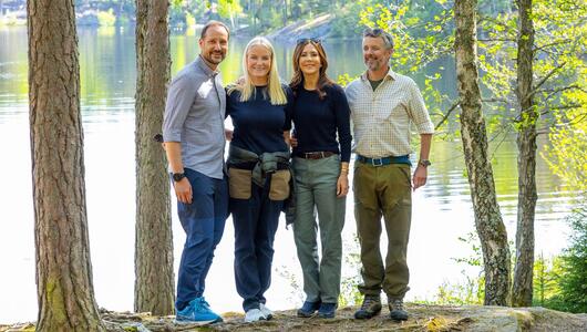 König Frederik X. und Königin Mary mit Kronprinz Haakon und Kronprinzessin Mette-Marit im Jahr 2024.