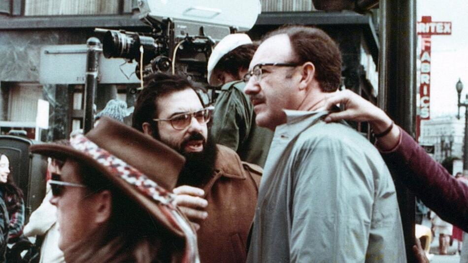 Francis Ford Coppola und Gene Hackman am Set von "Der Dialog".