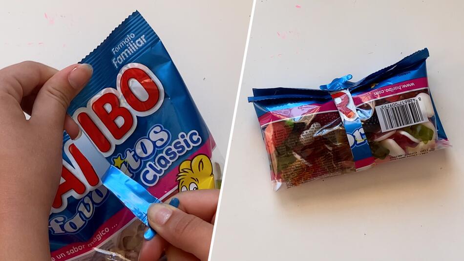NICHT NEHMEN! Ach so geht das! Gummibärchentüten öffnen – und wieder verschließen