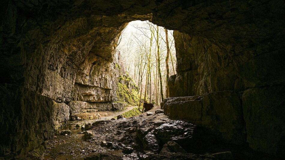 Eine Höhle bei Grabenstetten in der Schwäbischen Alb.