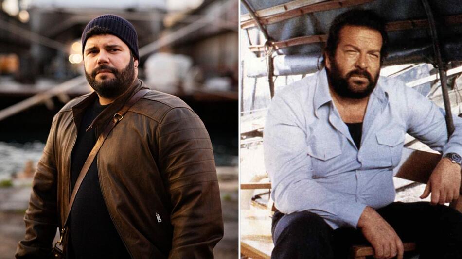 Der neue Plattfuß Salvatore Esposito (l.) und sein legendärer Vorgänger Bud Spencer.