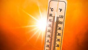 Fotokollage eines Thermometers in der Sommerhitze