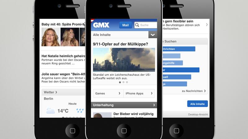 Mobile Homepage GMX