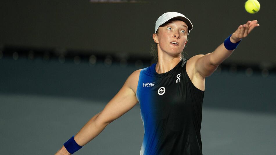 Iga Swiatek in ihrem Match gegen Marketa Vondrousova in Cancun in Mexiko.