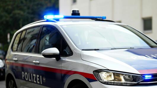Ein Blaulicht an einem Polizeiauto