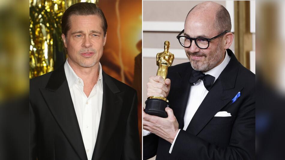Oscargewinner Edward Berger (r.) dreht mit Brad Pitt.
