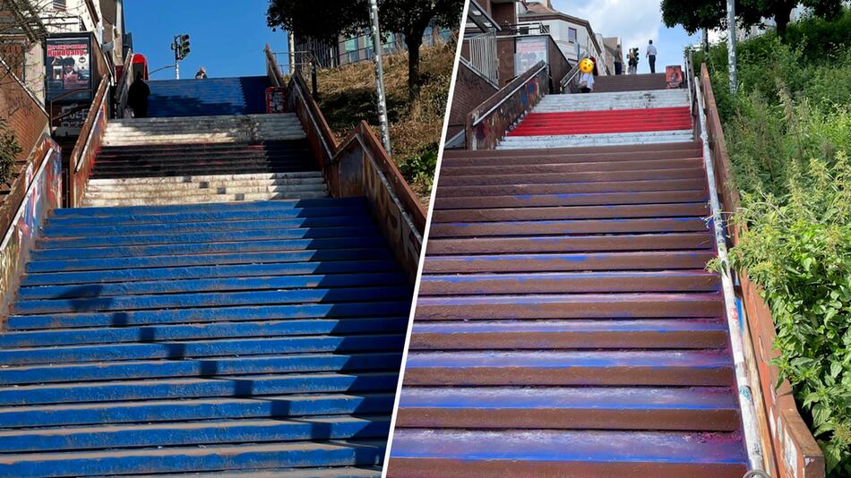Updates auf Instagram: Die Davidtreppe wird täglich neu gefärbt