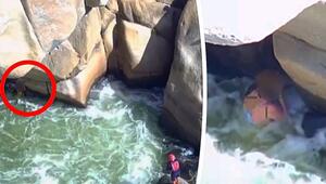 Rettung in Kalifornien: Frau klammert sich an Felsen in reißendem Fluss