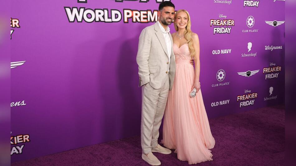 Lindsay Lohan und Bader Shammas auf dem Premierenteppich in Los Angeles.