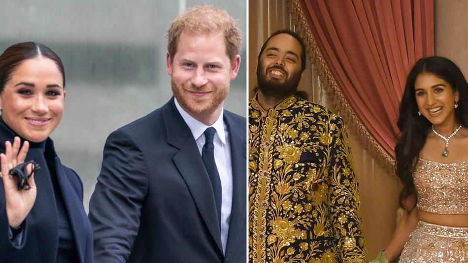 Meghan und Harry sollen auf der Gästeliste des superreichen indischen Paares Anant Ambani und ...