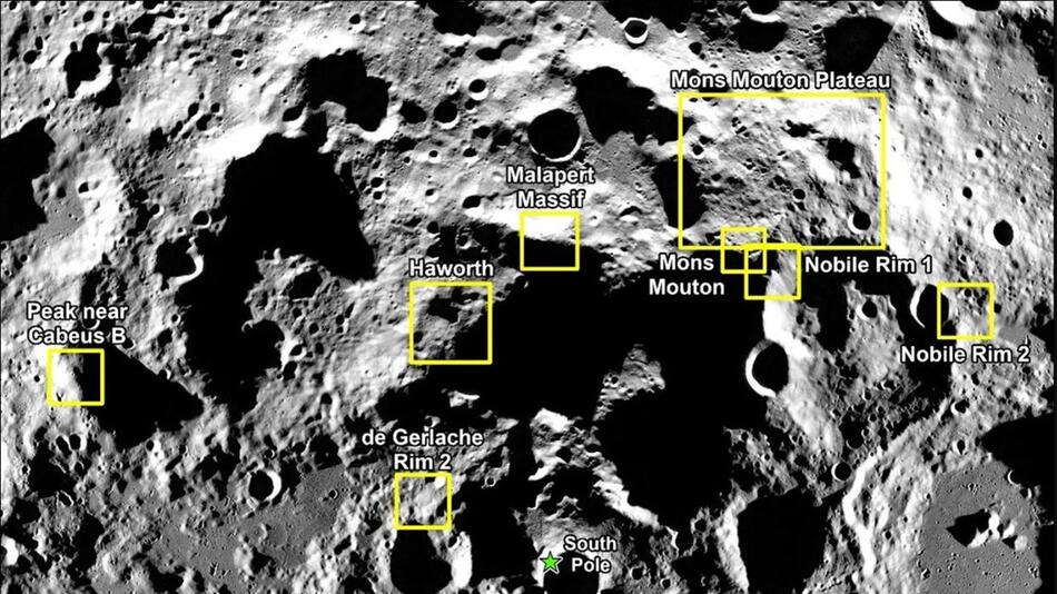 Standorte für die erste bemannte Landung auf dem Mond