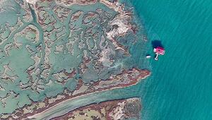 Kunstwerk der Natur: Drohne filmt magische Lagune in der Türkei