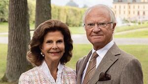 Die neue Briefmarke zeigt Königin Silvia und König Carl Gustaf im Park von Schloss Drottningholm ...