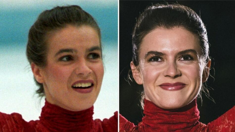 Katarina "Kati" Witt (l.) bei den Olympischen Spielen in Lillehammer 1994 und Lavinia Nowak als ...