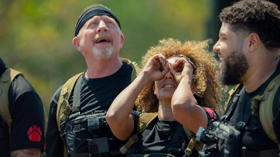 Boris Becker und Mel B in der Netflix-Survival-Show "Bear Hunt - Die Promi-Jagd".