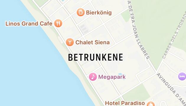 Dieser App-Fehler fällt sofort auf: Partyort El Arenal wird zu "Betrunkene"