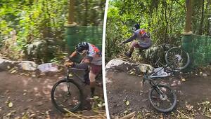 Schleudersitz: Mountainbiker fliegt aus dem Sattel