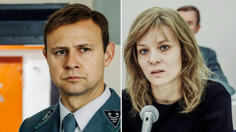 Moritz Führmann und Lilith Stangenberg als Vollzugsbeamten Horst Bubeck und Gudrun Ensslin im ...