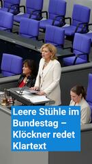 Leere Stühle im Bundestag – Klöckner rügt Bundesregierung
