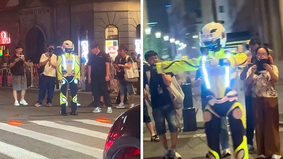 „Robocop“ regelt Verkehr: Humanoid begeistert Passanten