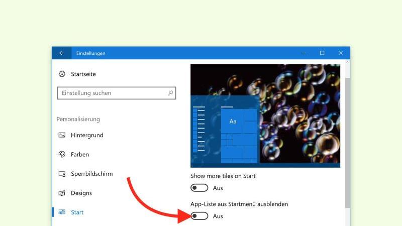 Programm-Liste ausblenden