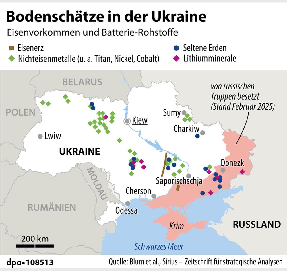 Grafik-Kart:e Rohstoffvorkommen in der Ukraine