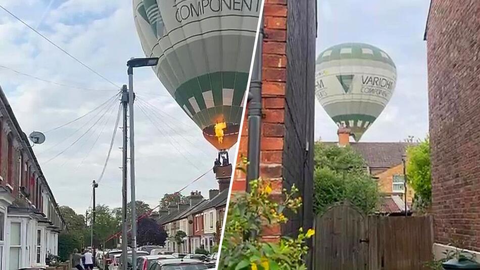 Landung mit Hindernissen: Heißluftballon kracht mitten in Wohngebiet in Bedford